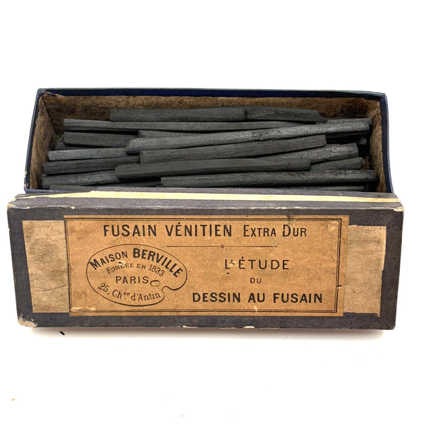 C. 1840s French Maison Berville Full Box of "Venetian" Charcoal Sticks