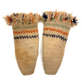 SOLD Very Tender, Densely Knit, Heavy Wool Presumed Antique Swedish Child's Mittens with Embroidery and Fringe