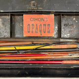 1880s Monogrammed Tin Painter's Box with Palette, Brushes, and Watercolor Tin