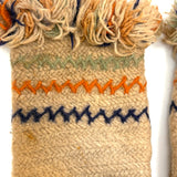 SOLD Very Tender, Densely Knit, Heavy Wool Presumed Antique Swedish Child's Mittens with Embroidery and Fringe