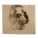 Ready to Roar, Small Mounted Lion Monoprint by Victor DePauw, c. Mid 20th Century