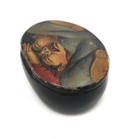 Early 19th C. British Lacquered Papier Mache Snuff Box, View From Below!