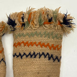 SOLD Very Tender, Densely Knit, Heavy Wool Presumed Antique Swedish Child's Mittens with Embroidery and Fringe