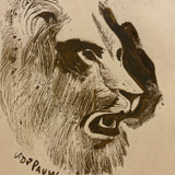 Ready to Roar, Small Mounted Lion Monoprint by Victor DePauw, c. Mid 20th Century
