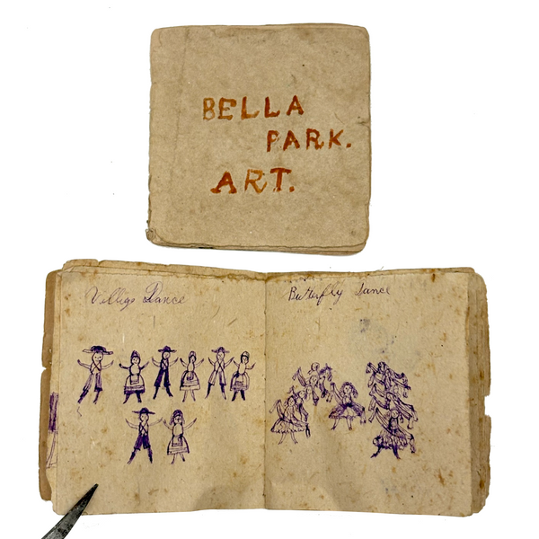 Pair of Tiny Handmade Booklets Packed with Marvelous Ink and Watercolor Drawings