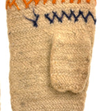 SOLD Very Tender, Densely Knit, Heavy Wool Presumed Antique Swedish Child's Mittens with Embroidery and Fringe