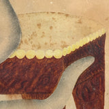 Three Cats with Blue String, c. 1870s Theorem Watercolor in Period Frame