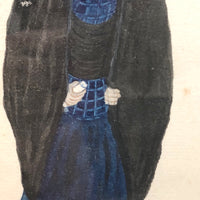Fantastic Antique Folk Art Costumes Watercolor on Laid