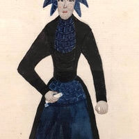 Fantastic Antique Folk Art Costumes Watercolor on Laid