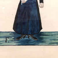 Fantastic Antique Folk Art Costumes Watercolor on Laid