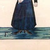 Fantastic Antique Folk Art Costumes Watercolor on Laid