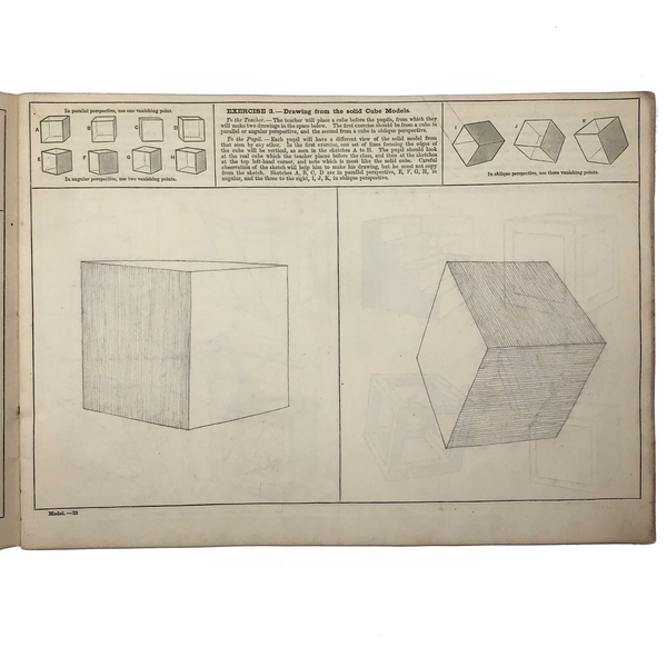 Antique Prang's Model and Object Drawing Lesson's Sketchbook, Largely Completed