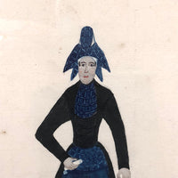 Fantastic Antique Folk Art Costumes Watercolor on Laid