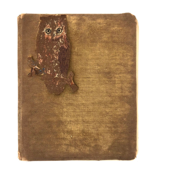 Sweet Old Velvet Covered (Mostly Blank) Autograph Notebook with Owl