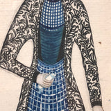 Fantastic Antique Folk Art Costumes Watercolor on Laid