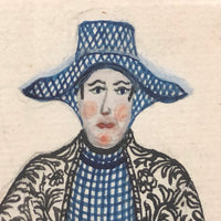 Fantastic Antique Folk Art Costumes Watercolor on Laid