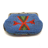 Gorgeous Antique Native American Beaded Hide Purse with Sinew Stitching, Presumed Plateau
