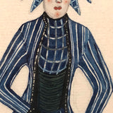 Fantastic Antique Folk Art Costumes Watercolor on Laid
