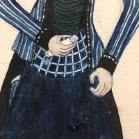 Fantastic Antique Folk Art Costumes Watercolor on Laid