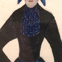 Fantastic Antique Folk Art Costumes Watercolor on Laid