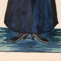 Fantastic Antique Folk Art Costumes Watercolor on Laid