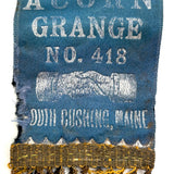 Antique Acorn Grange South Cushing, ME Patrons of Husbandry Secretary's Ribbon with Many Hands
