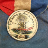 Antique Acorn Grange South Cushing, ME Patrons of Husbandry Secretary's Ribbon with Many Hands