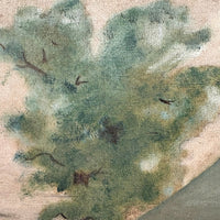 Pink Cottage, Water, Big Tree - Super Soft and Atmospheric Old Oil on Canvas Painting