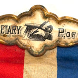 Antique Acorn Grange South Cushing, ME Patrons of Husbandry Secretary's Ribbon with Many Hands