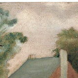 Pink Cottage, Water, Big Tree - Super Soft and Atmospheric Old Oil on Canvas Painting