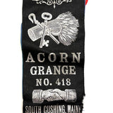 Antique Acorn Grange South Cushing, ME Patrons of Husbandry Secretary's Ribbon with Many Hands