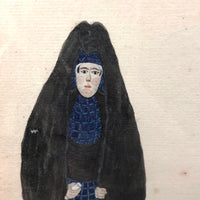Fantastic Antique Folk Art Costumes Watercolor on Laid
