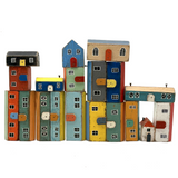 Super Sweet Set of Handmade Wooden Houses c. 1940s