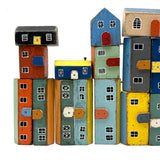 Super Sweet Set of Handmade Wooden Houses c. 1940s