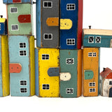Super Sweet Set of Handmade Wooden Houses c. 1940s