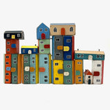 Super Sweet Set of Handmade Wooden Houses c. 1940s