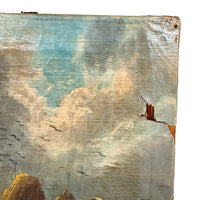 Rocky Shore and Gulls, Radiant Antique Varnished Seascape Signed E. Heaten