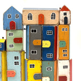 Super Sweet Set of Handmade Wooden Houses c. 1940s