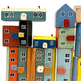 Super Sweet Set of Handmade Wooden Houses c. 1940s
