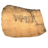 TIPPY, Much Weathered White on Baby Blue Painted Canvas Canoe Siding Fragment