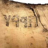 TIPPY, Much Weathered White on Baby Blue Painted Canvas Canoe Siding Fragment