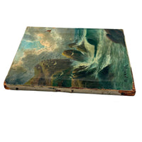 Rocky Shore and Gulls, Radiant Antique Varnished Seascape Signed E. Heaten