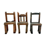 Very Tender Set of Three Scrap Wood Dollhouse Chairs