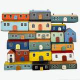 Super Sweet Set of Handmade Wooden Houses c. 1940s
