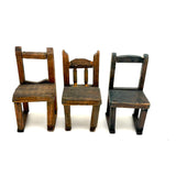 Very Tender Set of Three Scrap Wood Dollhouse Chairs