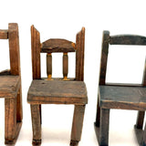 Very Tender Set of Three Scrap Wood Dollhouse Chairs