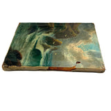 Rocky Shore and Gulls, Radiant Antique Varnished Seascape Signed E. Heaten