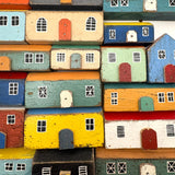 Super Sweet Set of Handmade Wooden Houses c. 1940s