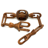 Antique Carved Whimsy Chain with Ball in Round Cage, Interlocking Parts, Rich Patina