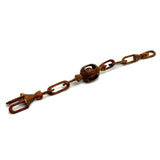 Antique Carved Whimsy Chain with Ball in Round Cage, Interlocking Parts, Rich Patina